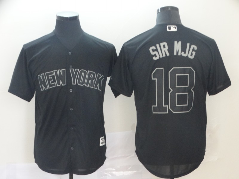 Men New York Yankees #18 Sir Mjg Black MLB Jerseys